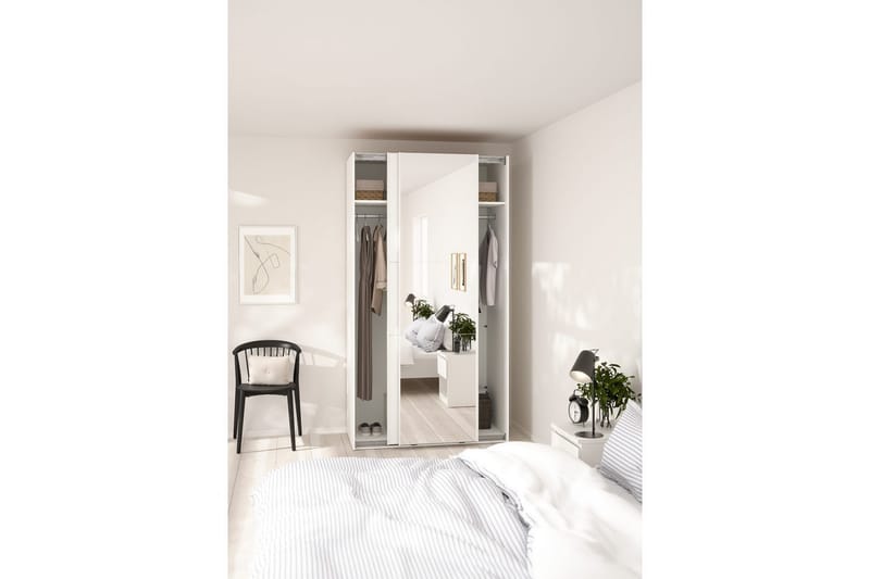 Takeru Garderobe med Speil 119x221 cm - Hvit - Oppbevaring - Klesoppbevaring - Garderober & garderobesystem