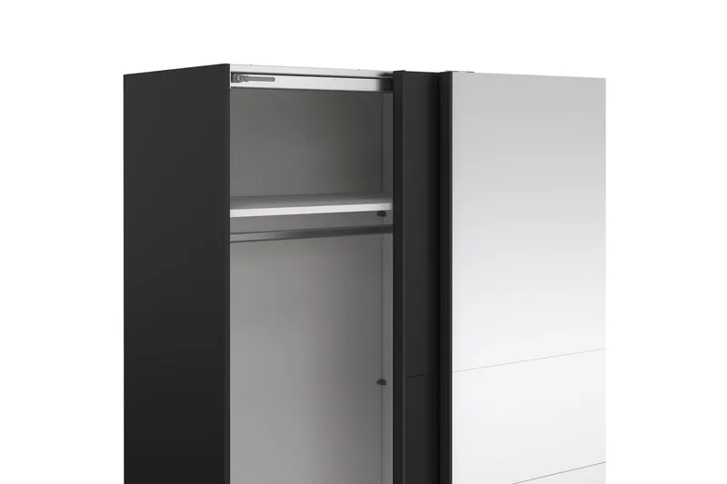 Takeru Garderobe med Speil 179x200 cm - Svart - Oppbevaring - Klesoppbevaring - Garderober & garderobesystem