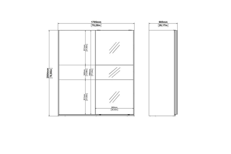 Takeru Garderobe med Speil 179x200 cm - Svart - Oppbevaring - Klesoppbevaring - Garderober & garderobesystem