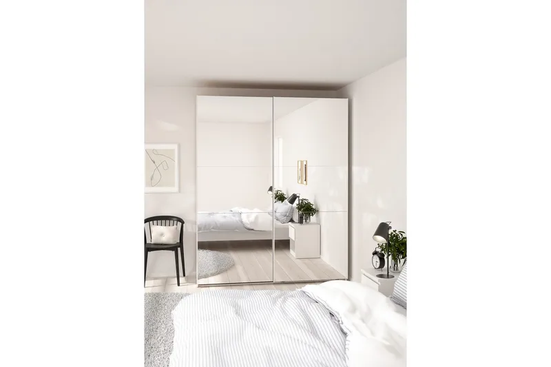 Takeru Garderobe med Speil 179x220 cm - Hvit - Oppbevaring - Klesoppbevaring - Garderober & garderobesystem