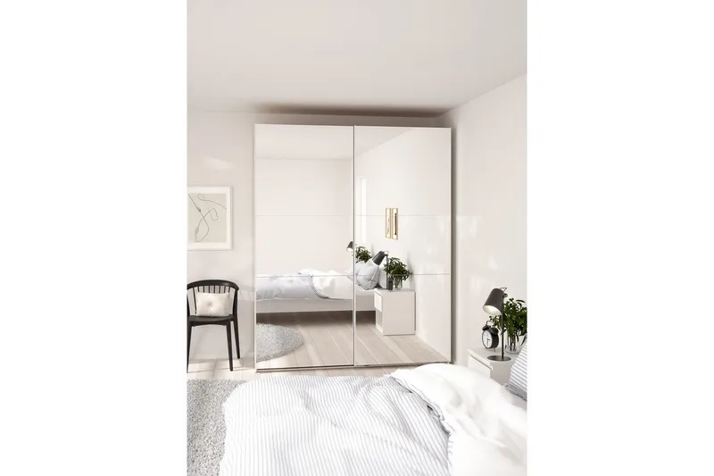 Takeru Garderobe med Speil 179x220 cm - Hvit - Oppbevaring - Klesoppbevaring - Garderober & garderobesystem
