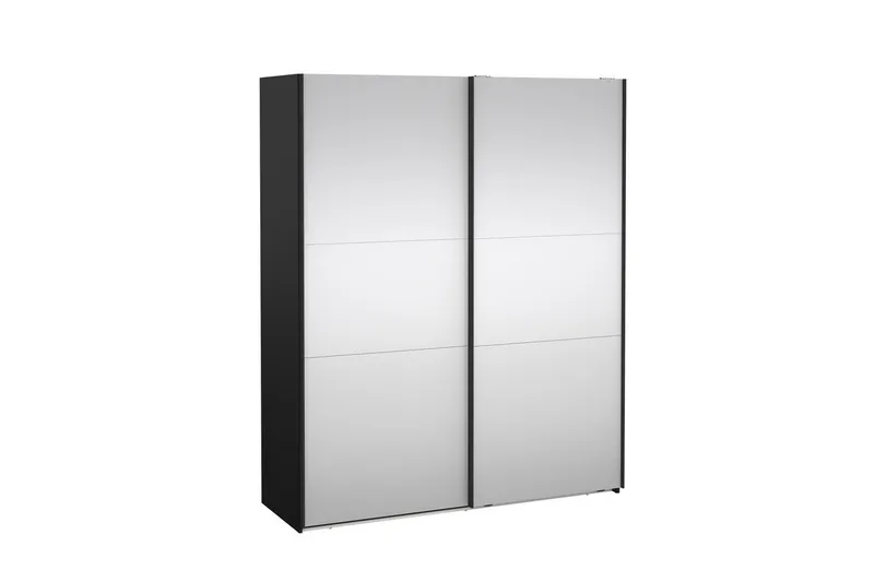 Takeru Garderobe med Speil 179x220 cm - Svart - Oppbevaring - Klesoppbevaring - Garderober & garderobesystem