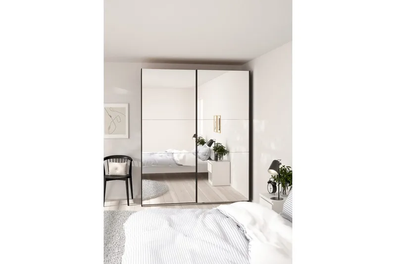 Takeru Garderobe med Speil 179x220 cm - Svart - Oppbevaring - Klesoppbevaring - Garderober & garderobesystem