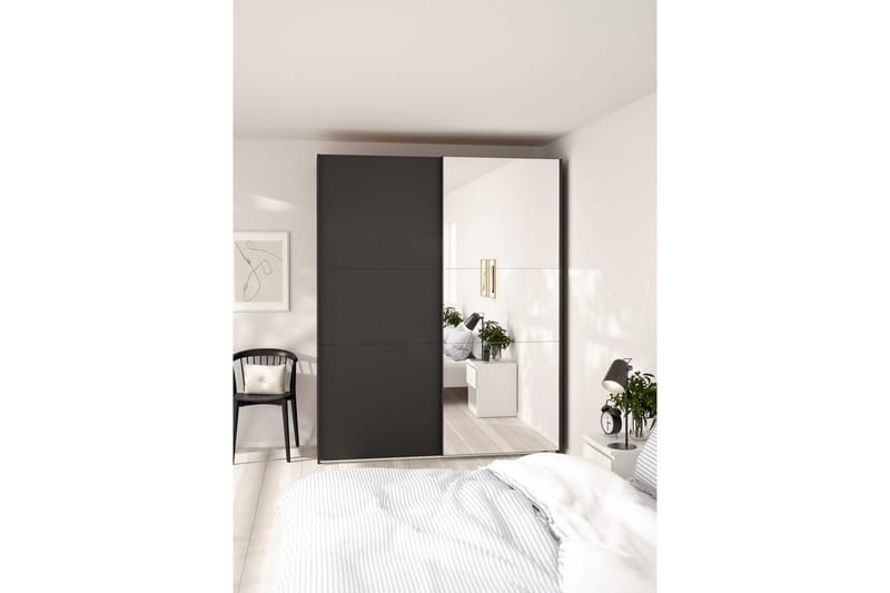Takeru Garderobe med Speil 179x221 cm - Askgrå - Oppbevaring - Klesoppbevaring - Garderober & garderobesystem