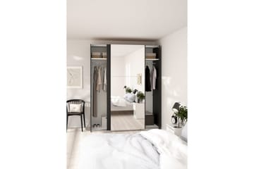 Takeru Garderobe med Speil 179x221 cm - Askgrå - Oppbevaring - Klesoppbevaring - Garderober & garderobesystem