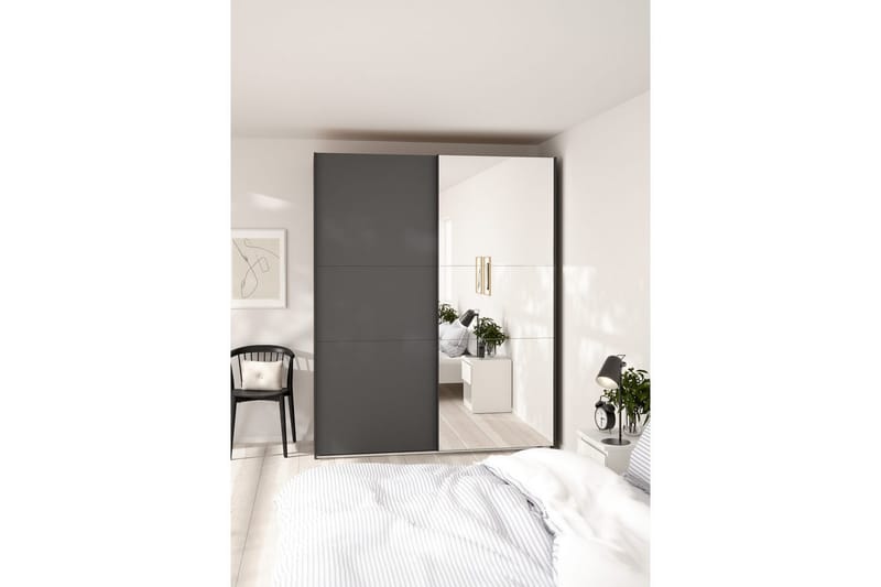 Takeru Garderobe med Speil 179x221 cm - Grå - Oppbevaring - Klesoppbevaring - Garderober & garderobesystem