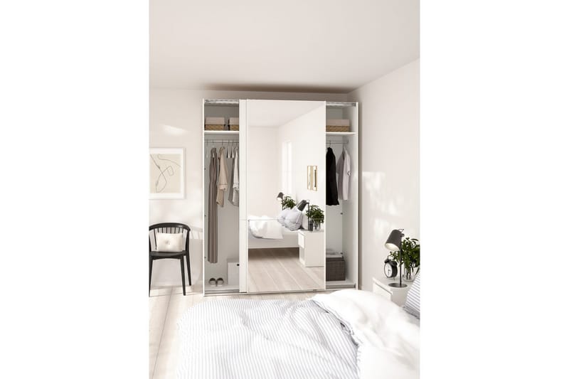 Takeru Garderobe med Speil 179x221 cm - Hvit - Oppbevaring - Klesoppbevaring - Garderober & garderobesystem