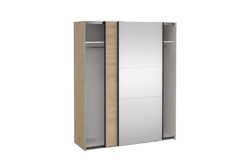 Takeru Garderobe med Speil 179x221 cm - Natur - Oppbevaring - Klesoppbevaring - Garderober & garderobesystem