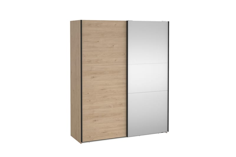 Takeru Garderobe med Speil 179x221 cm - Natur - Oppbevaring - Klesoppbevaring - Garderober & garderobesystem