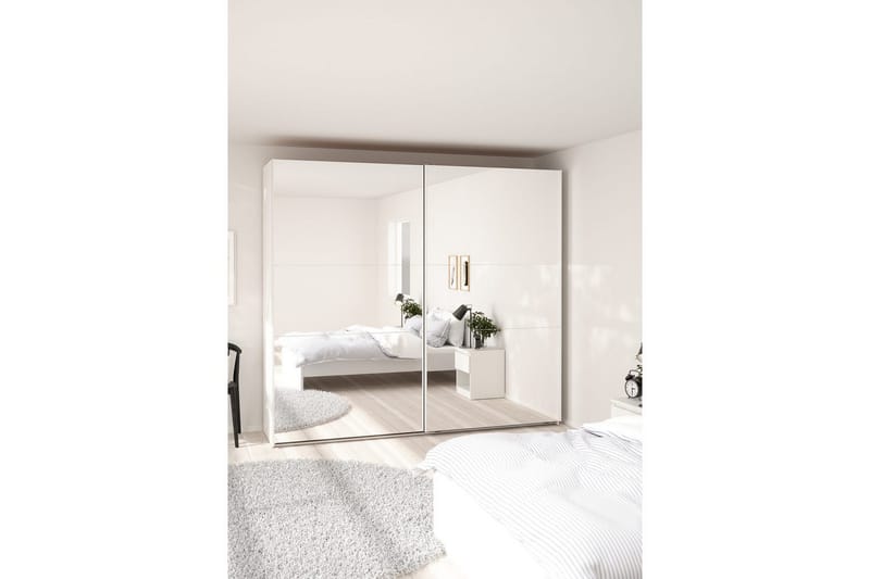Takeru Garderobe med Speil 244x220 cm - Hvit - Oppbevaring - Klesoppbevaring - Garderober & garderobesystem