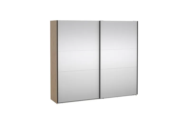 Takeru Garderobe med Speil 244x220 cm - Natur - Oppbevaring - Klesoppbevaring - Garderober & garderobesystem