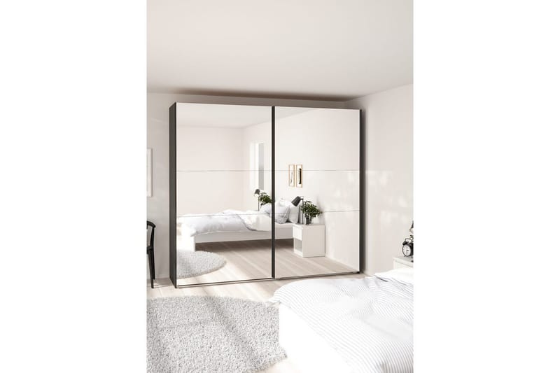 Takeru Garderobe med Speil 244x220 cm - Svart - Oppbevaring - Klesoppbevaring - Garderober & garderobesystem