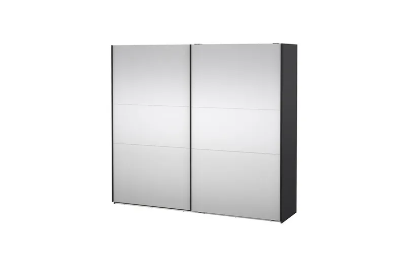 Takeru Garderobe med Speil 244x220 cm - Svart - Oppbevaring - Klesoppbevaring - Garderober & garderobesystem