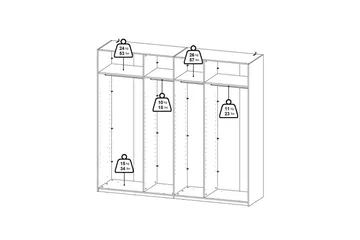 Takeru Garderobe med Speil 244x220 cm - Svart - Oppbevaring - Klesoppbevaring - Garderober & garderobesystem