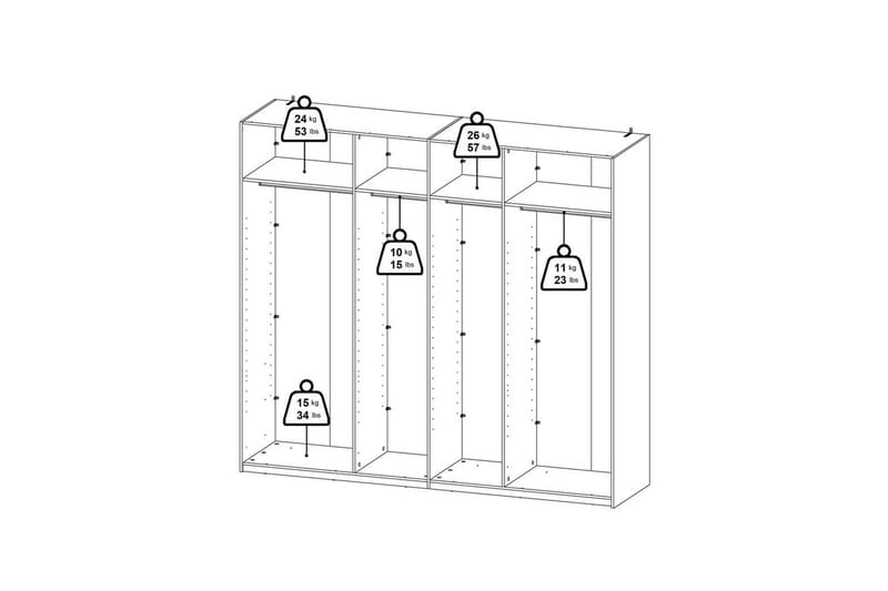 Takeru Garderobe med Speil 244x220 cm - Svart - Oppbevaring - Klesoppbevaring - Garderober & garderobesystem