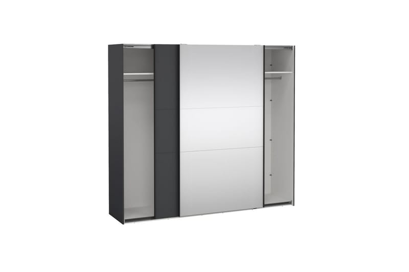 Takeru Garderobe med Speil 244x221 cm - Grå - Oppbevaring - Klesoppbevaring - Garderober & garderobesystem