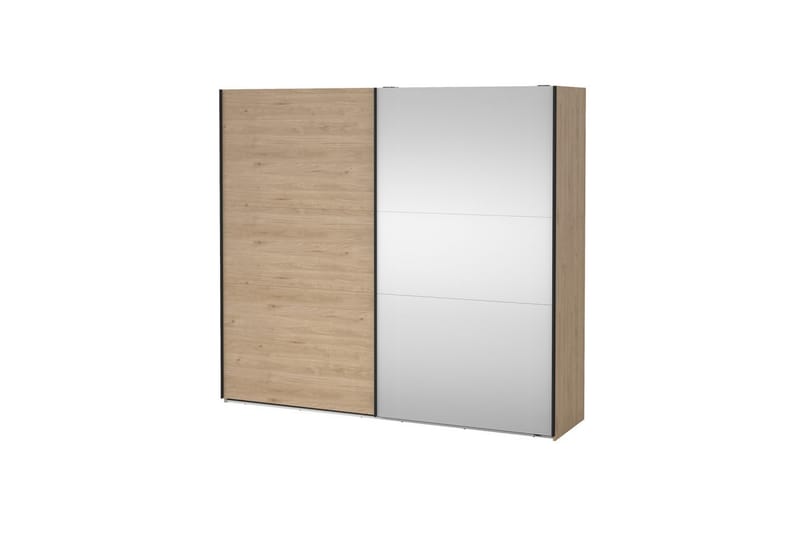 Takeru Garderobe med Speil 244x221 cm - Natur - Oppbevaring - Klesoppbevaring - Garderober & garderobesystem