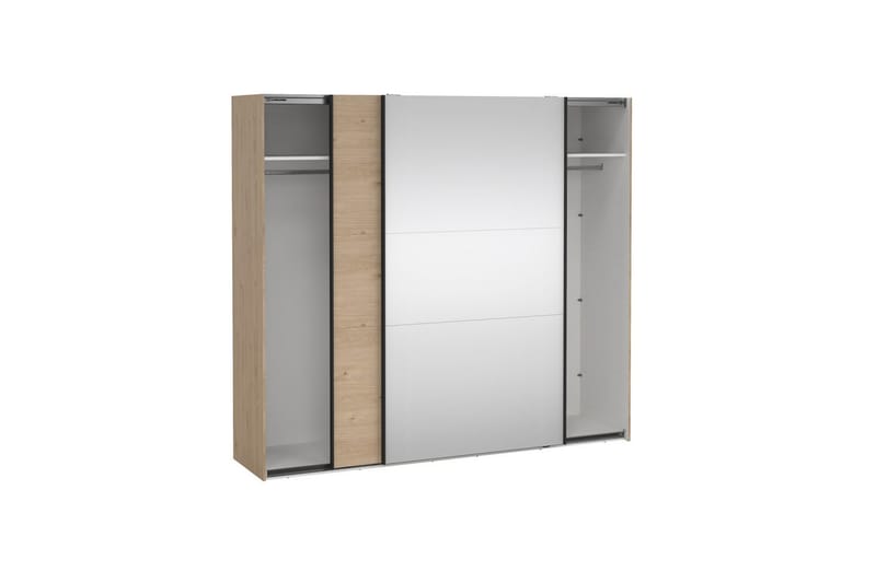 Takeru Garderobe med Speil 244x221 cm - Natur - Oppbevaring - Klesoppbevaring - Garderober & garderobesystem