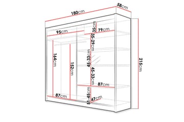 Talin Garderobe 180x58x215 cm - Oppbevaring - Klesoppbevaring - Garderober & garderobesystem