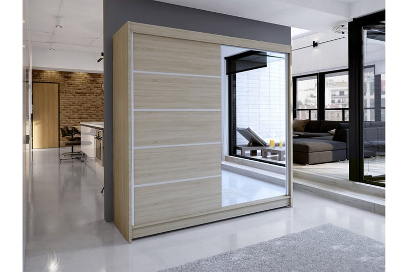 Talin Garderobe 58x180 cm LED-belysning - Eik - Oppbevaring - Klesoppbevaring - Garderober & garderobesystem - Garderobeskap & klesskap