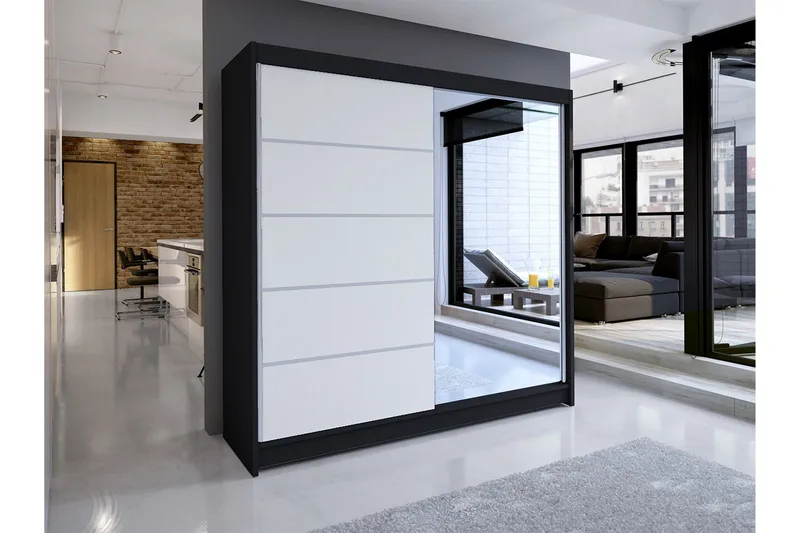 Talin Garderobe 58x180 cm - Svart/Hvit - Oppbevaring - Klesoppbevaring - Garderober & garderobesystem