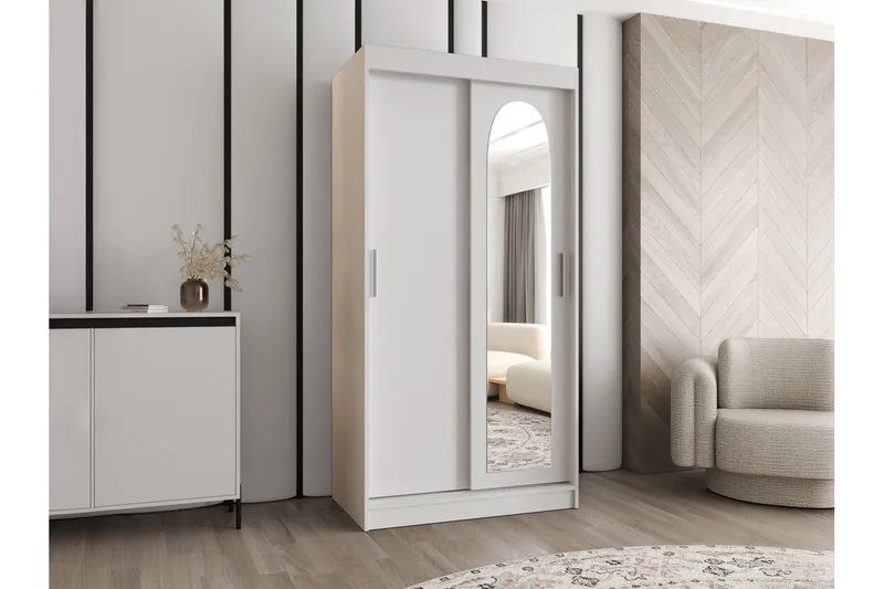 Tallmo Garderobe Med Speil 100x200 cm - Oppbevaring - Klesoppbevaring - Garderober & garderobesystem