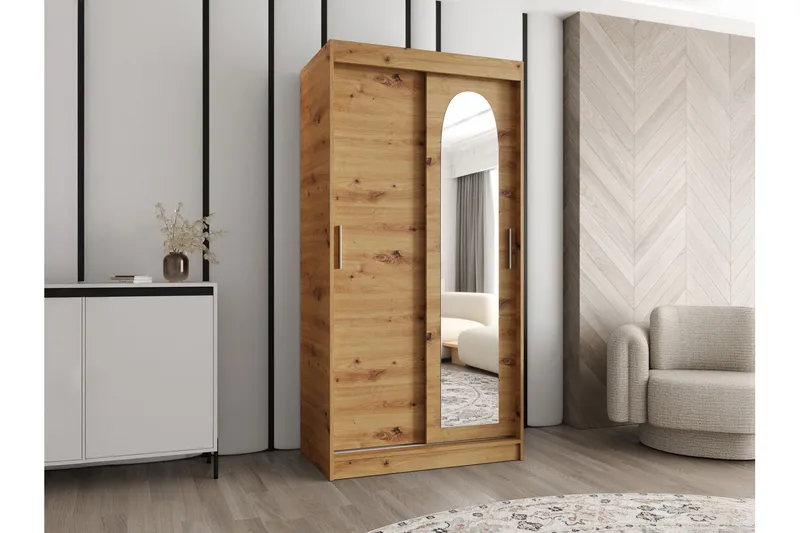 Tallmo Garderobe Med Speil 100x200 cm - Oppbevaring - Klesoppbevaring - Garderober & garderobesystem