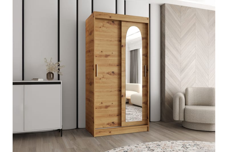 Tallmo Garderobe Med Speil 100x200 cm - Oppbevaring - Klesoppbevaring - Garderober & garderobesystem