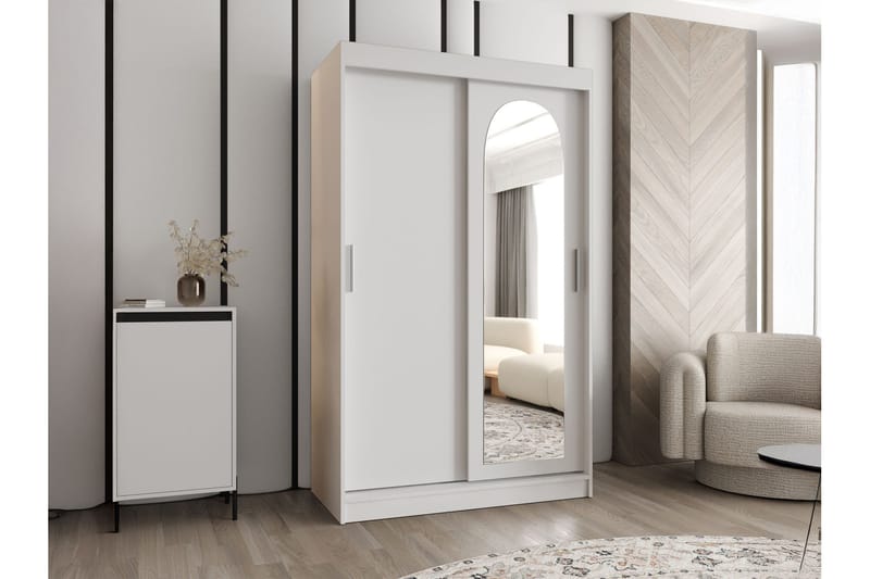 Tallmo Garderobe Med Speil 120x200 cm - Beige - Oppbevaring - Klesoppbevaring - Garderober & garderobesystem