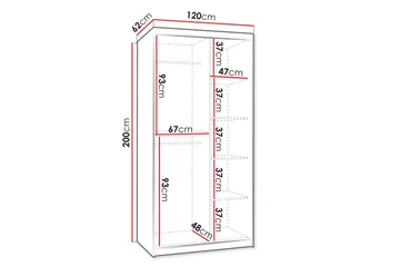 Tallmo Garderobe Med Speil 120x200 cm - Oppbevaring - Klesoppbevaring - Garderober & garderobesystem