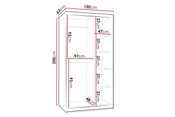 Tallmo Garderobe Med Speil 150x200 cm - Oppbevaring - Klesoppbevaring - Garderober & garderobesystem