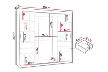 Tallmo Garderobe Med Speil 180x200 cm - Oppbevaring - Klesoppbevaring - Garderober & garderobesystem