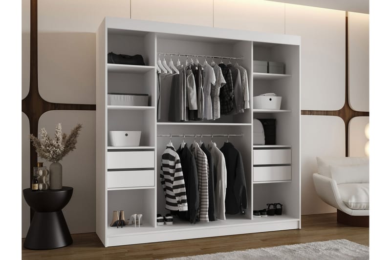 Tallmo Garderobe Med Speil 200x200 cm - Oppbevaring - Klesoppbevaring - Garderober & garderobesystem