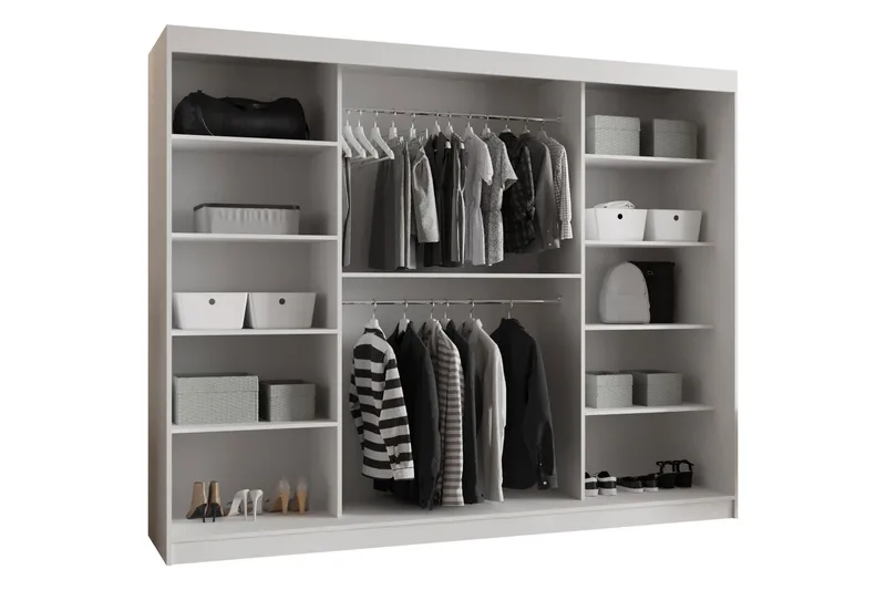 Tallmo Garderobe Med Speil 250x200 cm - Brun/Beige - Oppbevaring - Klesoppbevaring - Garderober & garderobesystem