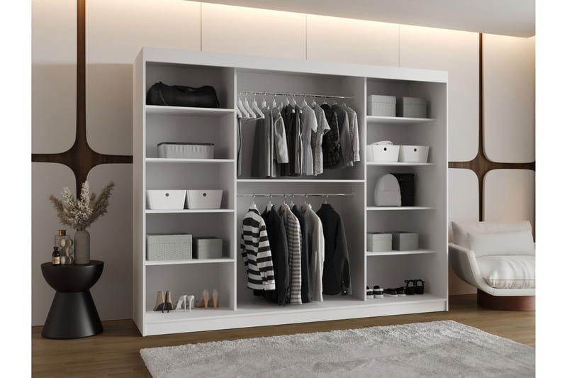 Tallmo Garderobe Med Speil 250x200 cm - Oppbevaring - Klesoppbevaring - Garderober & garderobesystem