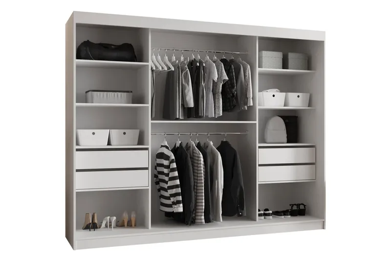 Tallmo Garderobe Med Speil 250x200 cm - Oppbevaring - Klesoppbevaring - Garderober & garderobesystem