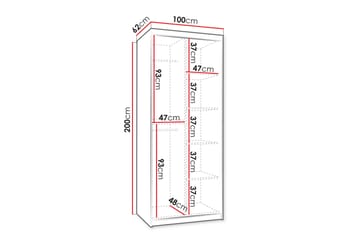 Tallmo Garderobeskap med Speil 100x200 cm i Tre - Beige - Oppbevaring - Klesoppbevaring - Garderober & garderobesystem