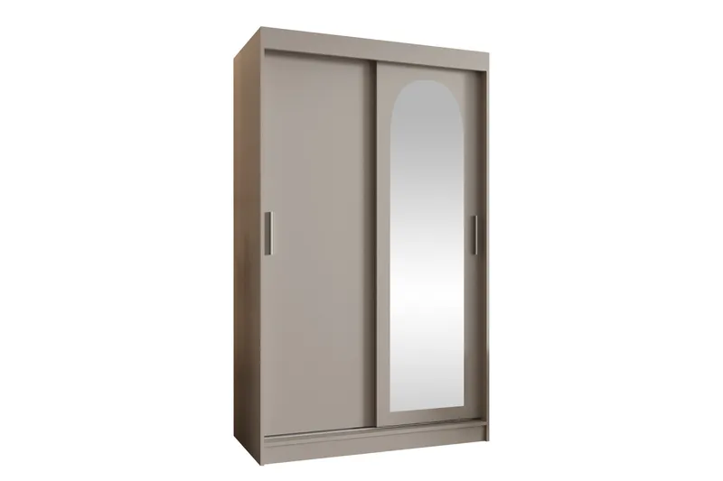 Tallmo Garderobeskap med Speil 120x200 cm i Malt Tre, Greige