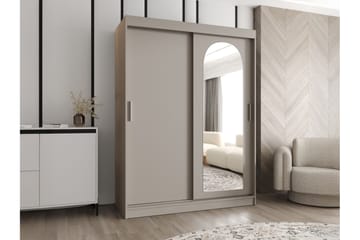 Tallmo Garderobeskap med Speil 150x200 cm i Malt Tre - Beige - Oppbevaring - Klesoppbevaring - Garderober & garderobesystem