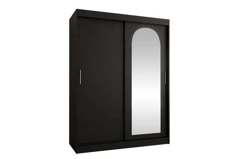 Tallmo Garderobeskap med Speil 150x200 cm i Malt Tre, Svart