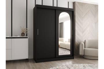 Tallmo Garderobeskap med Speil 150x200 cm i Malt Tre - Svart - Oppbevaring - Klesoppbevaring - Garderober & garderobesystem