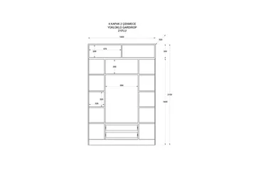 Talren Garderobe 140x210 cm - Matt Hvit - Oppbevaring - Klesoppbevaring - Garderober & garderobesystem