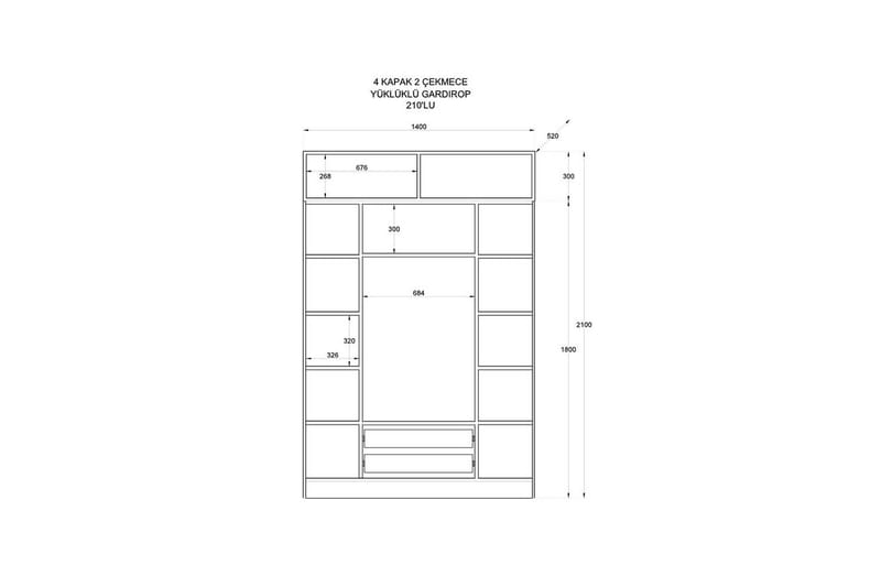 Talren Garderobe 140x210 cm - Matt Hvit - Oppbevaring - Klesoppbevaring - Garderober & garderobesystem
