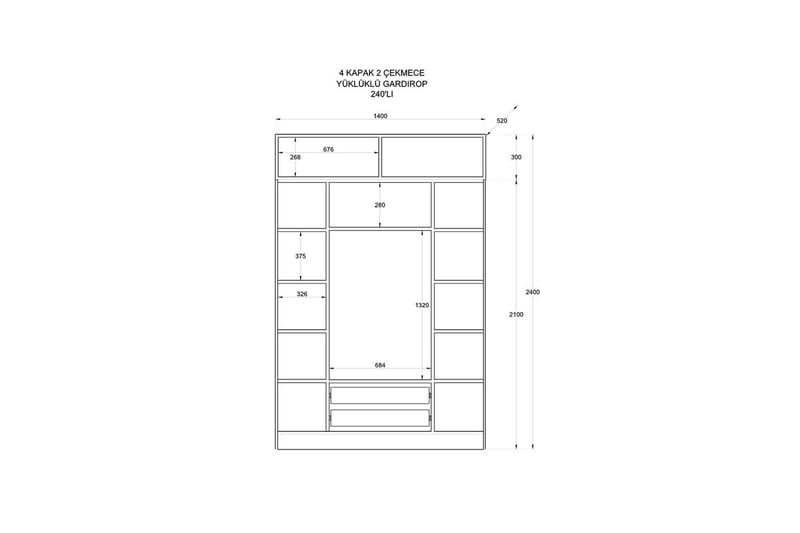 Talren Garderobe 140x240 cm - Matt Hvit - Oppbevaring - Klesoppbevaring - Garderober & garderobesystem