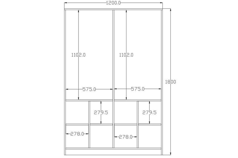 Taren Garderobe 120x180 cm - Matt Hvit/Antrasitt - Oppbevaring - Klesoppbevaring - Garderober & garderobesystem