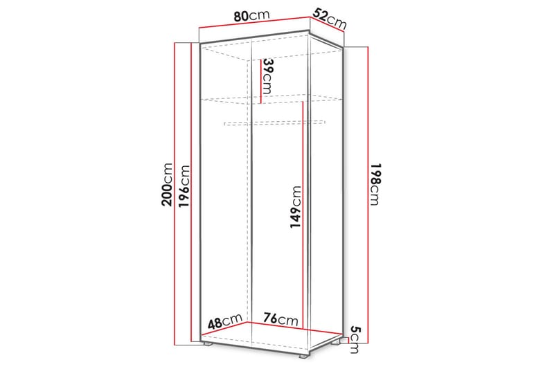 Tessan Garderobe 80 cm - Svart - Oppbevaring - Klesoppbevaring - Garderober & garderobesystem