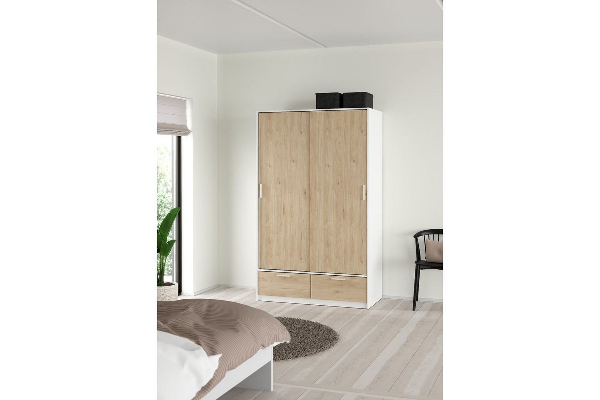 Tetsu Garderobe 121x200 cm - Hvit/Natur - Oppbevaring - Klesoppbevaring - Garderober & garderobesystem