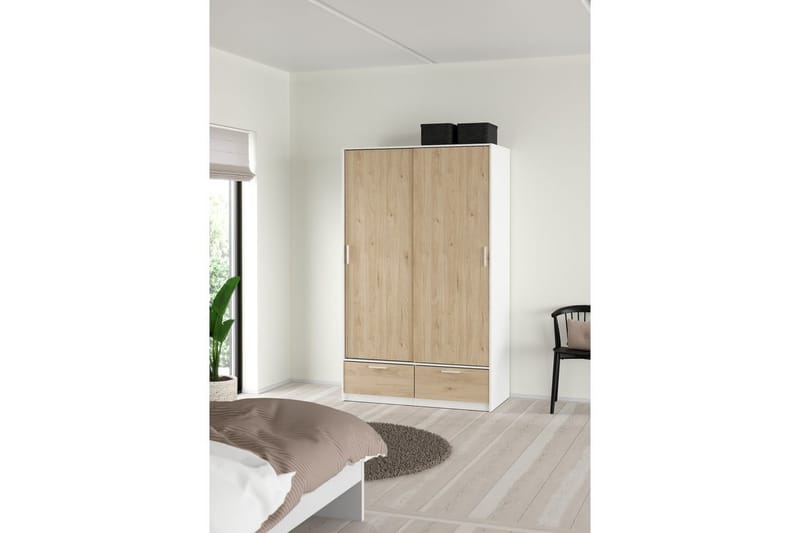 Tetsu Garderobe 121x200 cm - Hvit/Natur - Oppbevaring - Klesoppbevaring - Garderober & garderobesystem