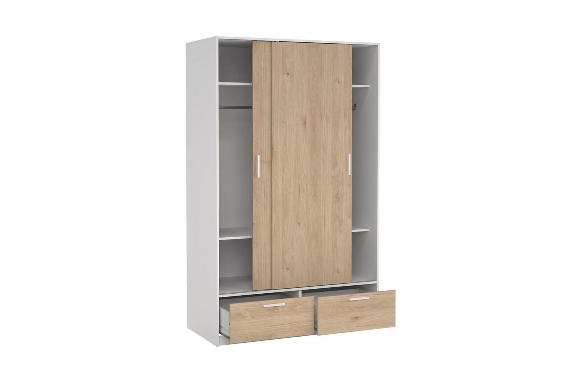 Tetsu Garderobe 121x200 cm - Hvit/Natur - Oppbevaring - Klesoppbevaring - Garderober & garderobesystem