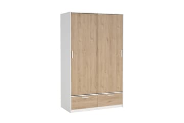 Tetsu Garderobe 121x200 cm - Hvit/Natur - Oppbevaring - Klesoppbevaring - Garderober & garderobesystem